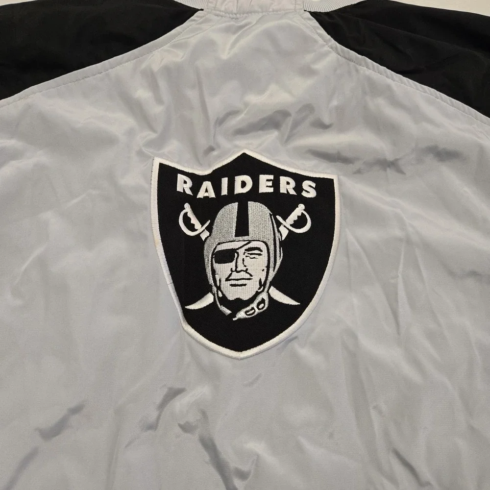 Vintage Reebok NFL On Field Jacket Black Oakland Raiders Windbreaker Med 90s Y2K